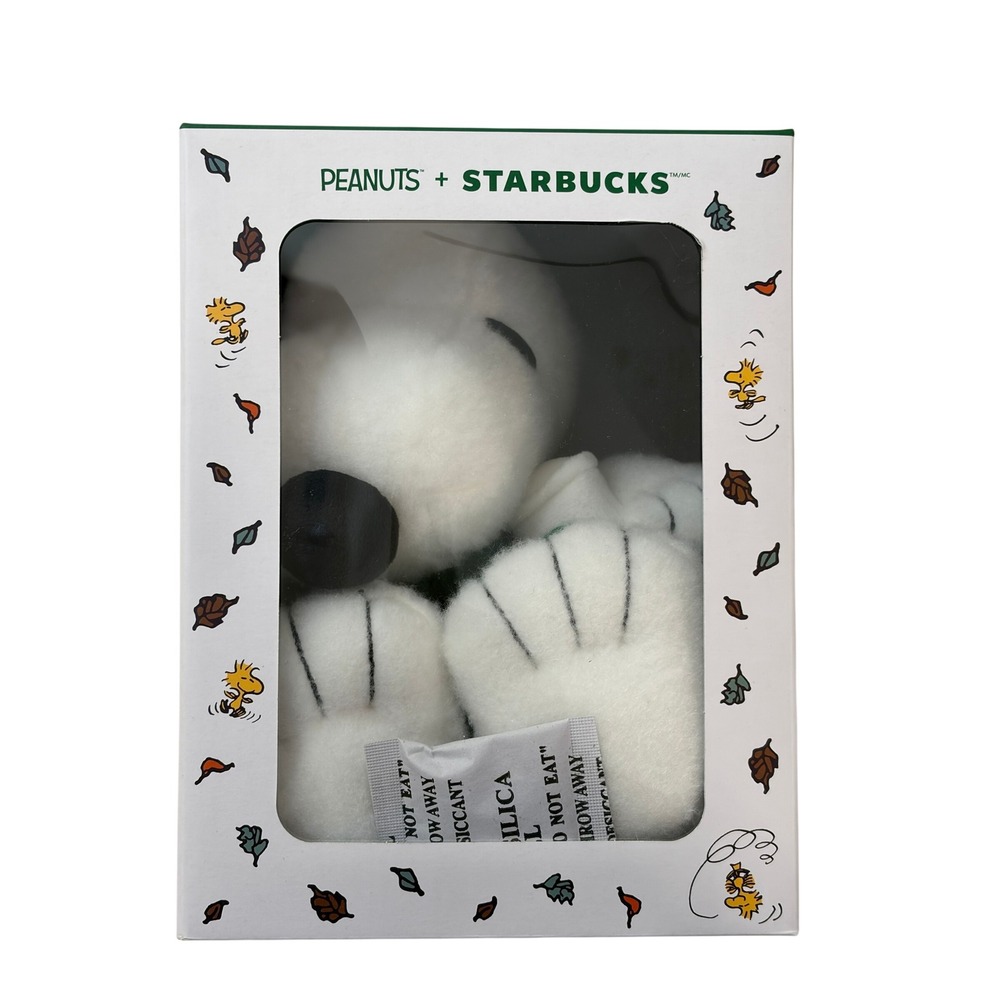 Starbucks Peanuts Snoopy Plush Doll Green Scarf Limited Edition New in Box